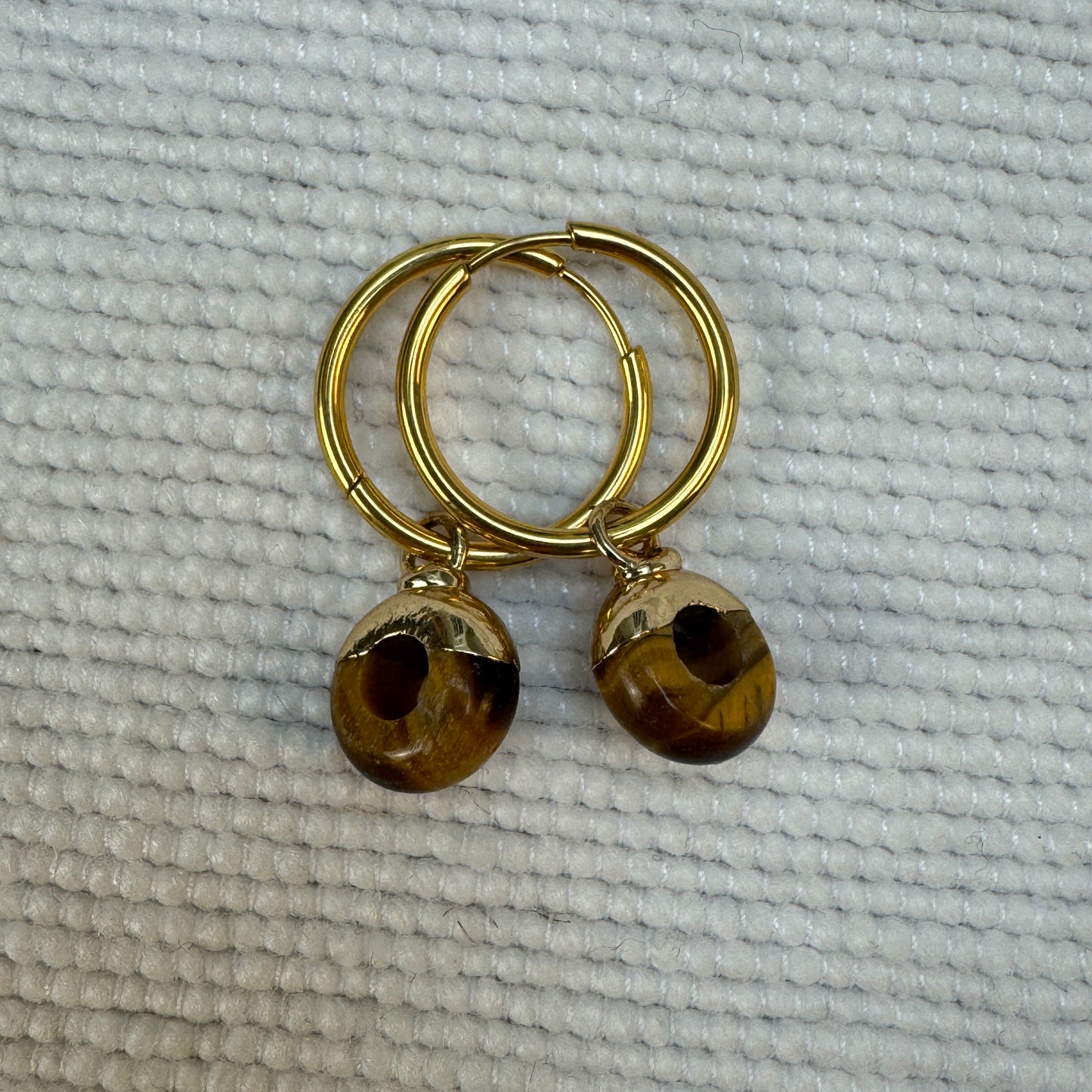 Tiger's Eye Crystal Ring Hoop Earrings from Jessica Rose jewellery