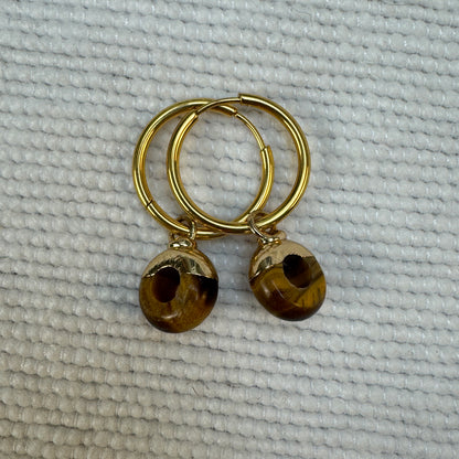 Tiger's Eye Crystal Ring Hoop Earrings from Jessica Rose jewellery