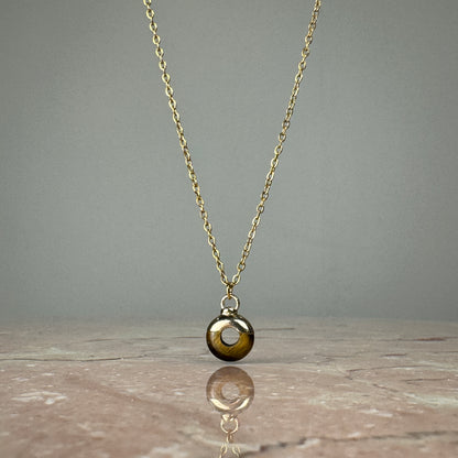 Tiger’s Eye Crystal Ring Pendant with 18k gold plated cap and fine chain